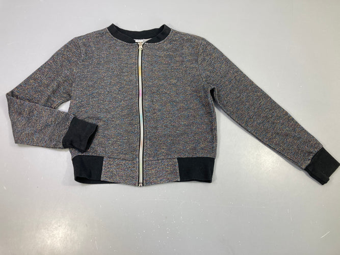 Gilet zippé à capuche gris avec fils colorés, moins cher chez Petit Kiwi