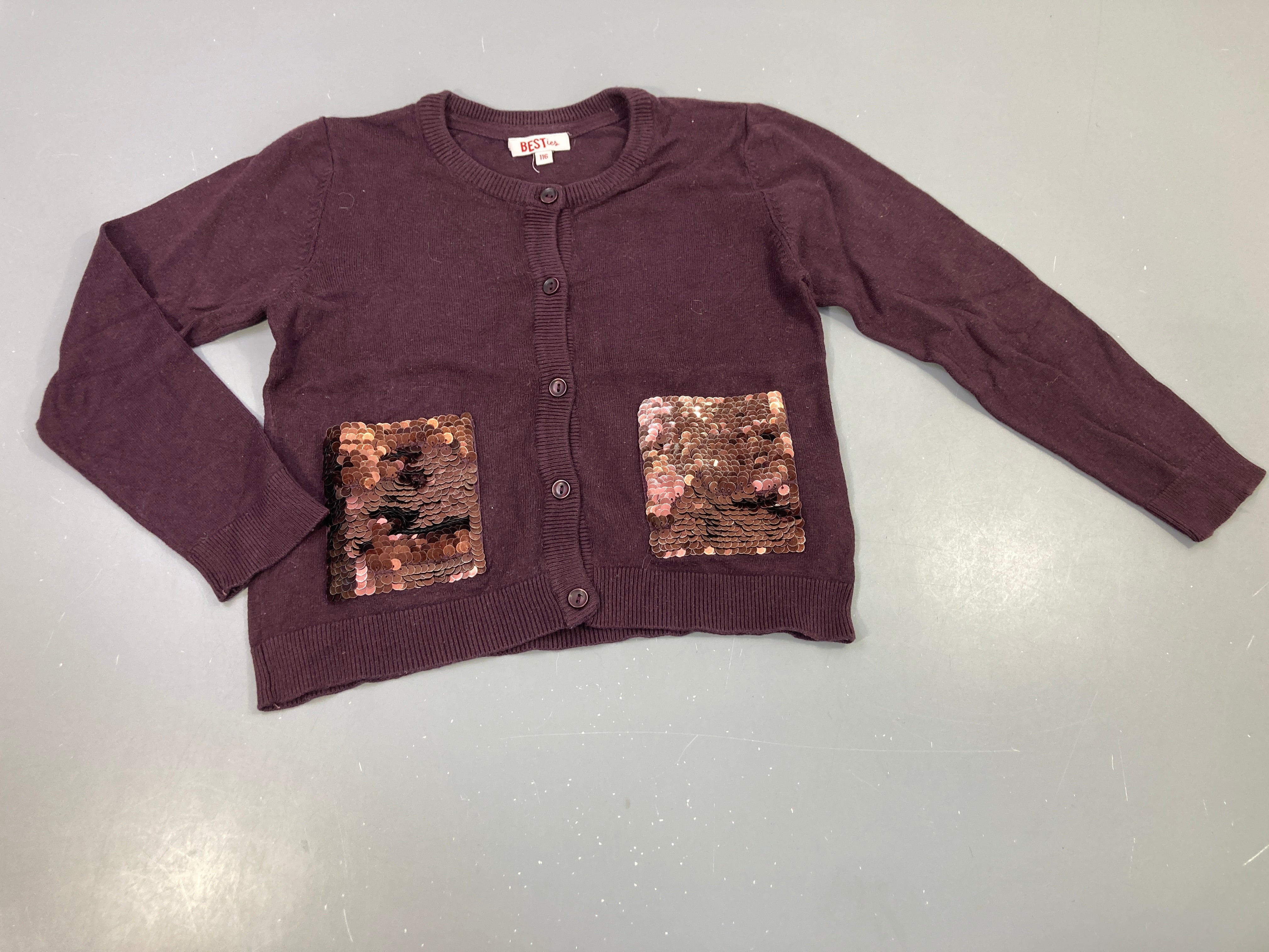 Gilet prune sequins aux poches