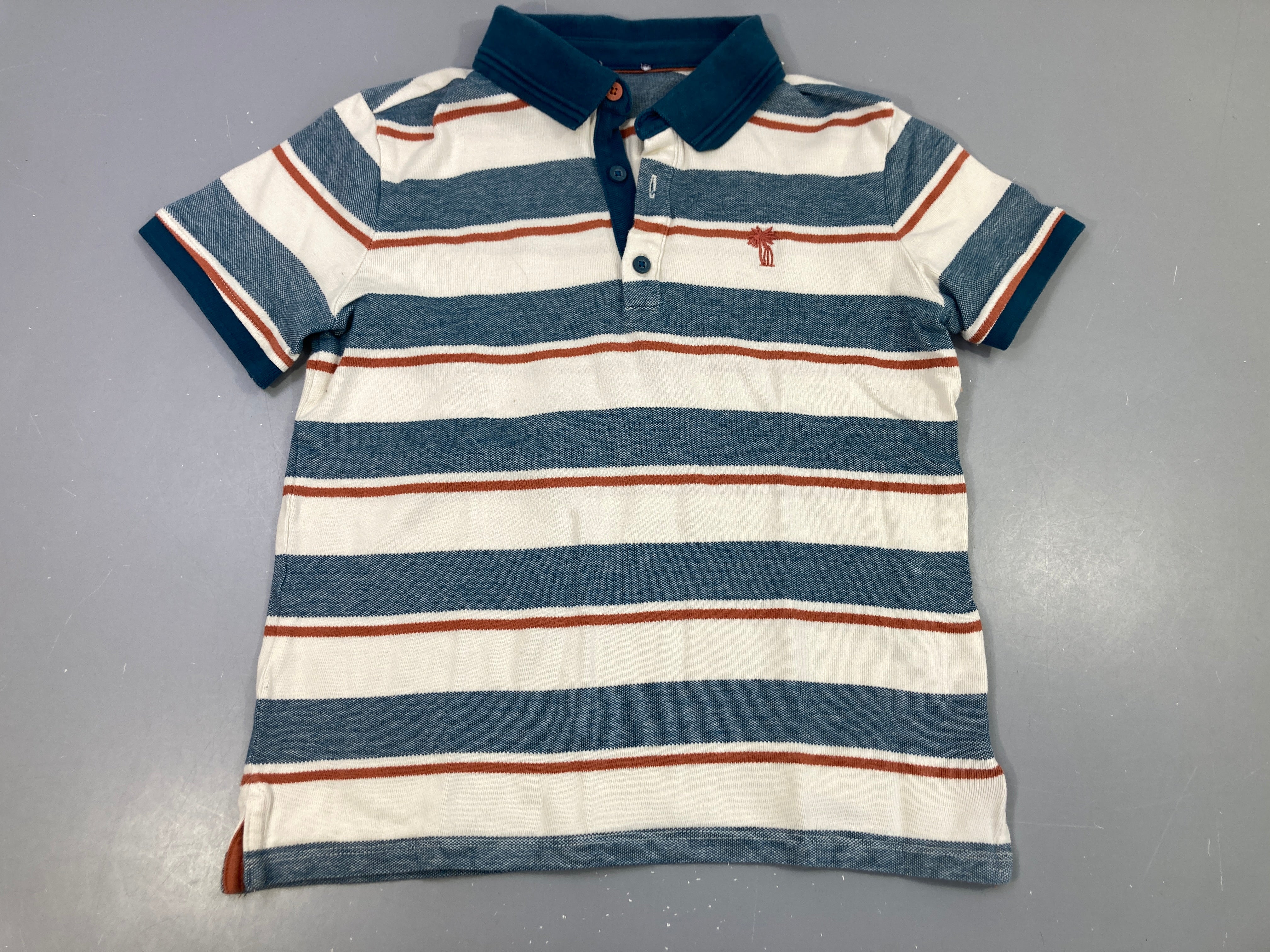 Polo m.c rayé blanc, bleu, bordeaux