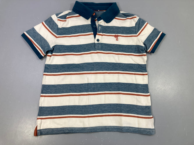 Polo m.c rayé blanc, bleu, bordeaux, moins cher chez Petit Kiwi