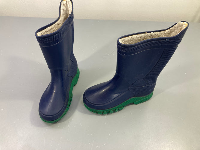 Bottes Galmod  en caoutchouc bleu et vert fourrées  -27, moins cher chez Petit Kiwi