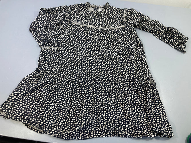 Robe m.l noire à fleurs blanches, moins cher chez Petit Kiwi