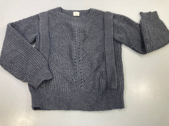 Pull bleu marine avec fins fils argentés, légèrement bouloché, moins cher chez Petit Kiwi