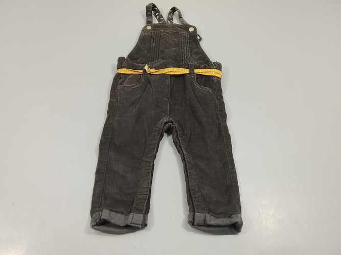 Salopette  à revers velours côtelé  gris anthracite + ceinture jaune pailleté., moins cher chez Petit Kiwi