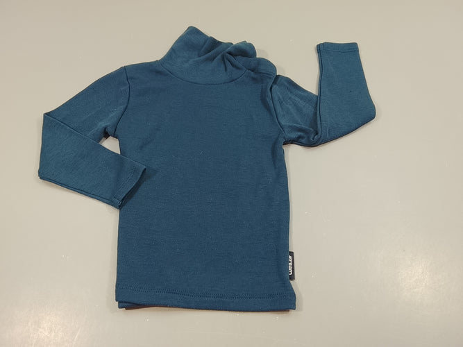 T-shirt m.l  thermique a col roulé bleu "Wed'ze" pas de taille indiquée, estimée  2a, moins cher chez Petit Kiwi