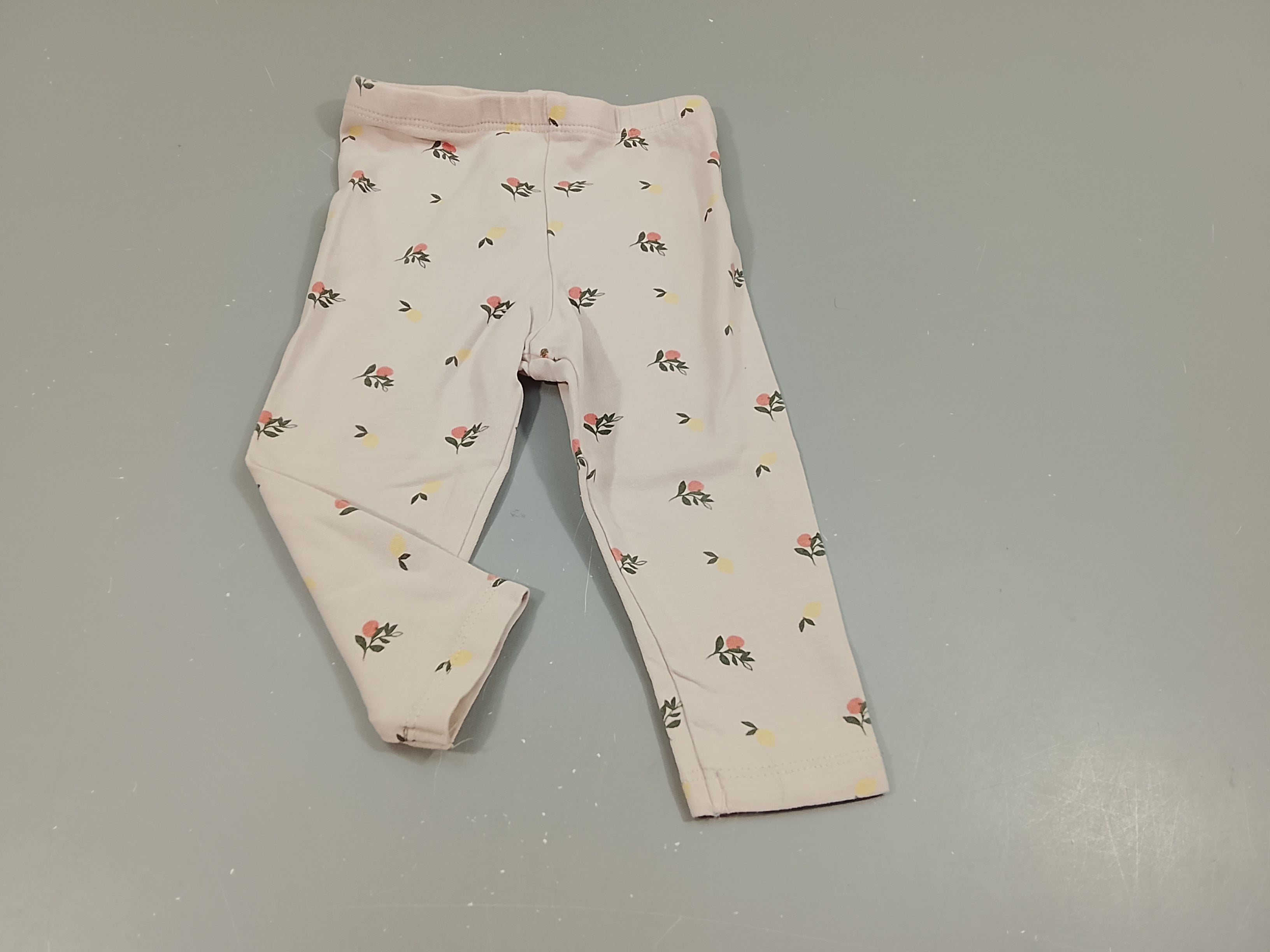 Legging écru motis floraux jaune, rose