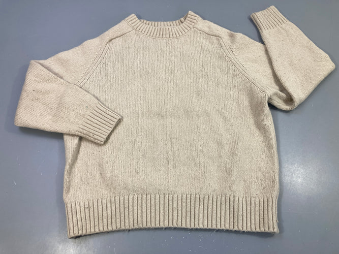 Pull beige 16% laine 3% cachemire légèrement bouloché, moins cher chez Petit Kiwi