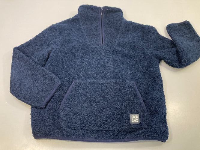 Pull moutonné bleu marine , poche à l'avant "Good days", moins cher chez Petit Kiwi
