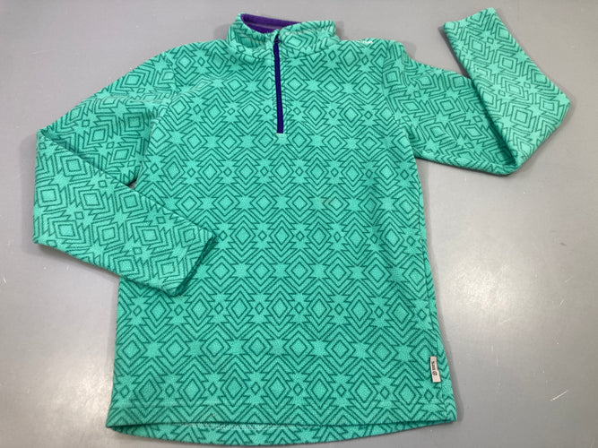 Polar turquoise à motifs géométrique, zip bleu, moins cher chez Petit Kiwi