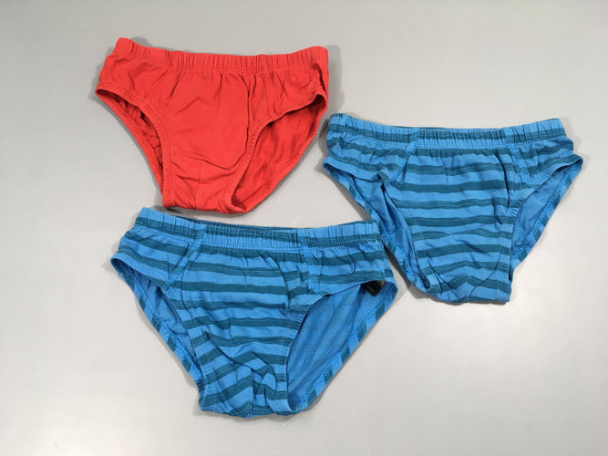 3 Slips bleu rayé /rouge, moins cher chez Petit Kiwi