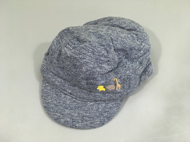 Casquette bleu chiné animaux, 41cm, moins cher chez Petit Kiwi