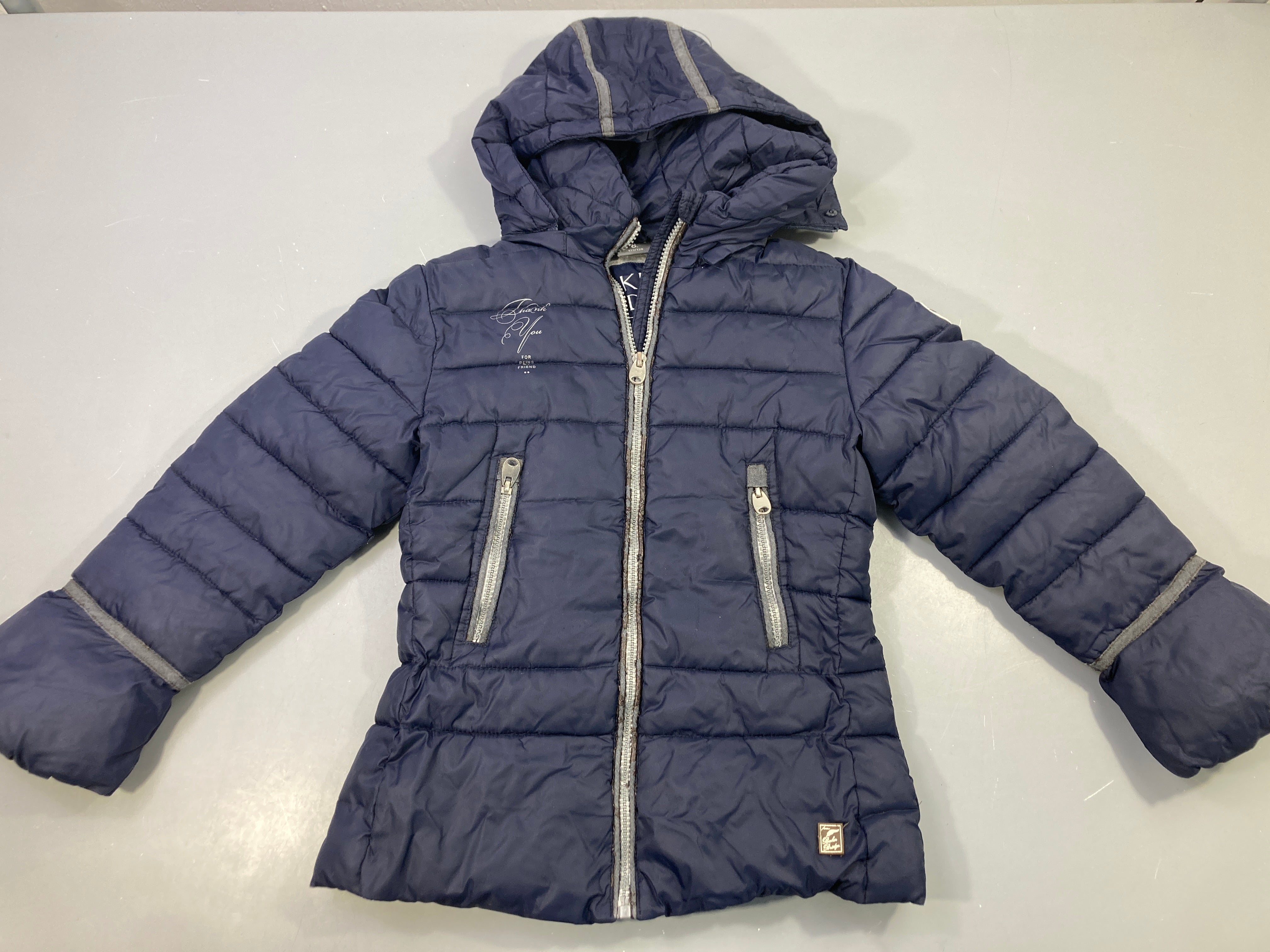 Veste zippée à capuche bleu marine / argenté