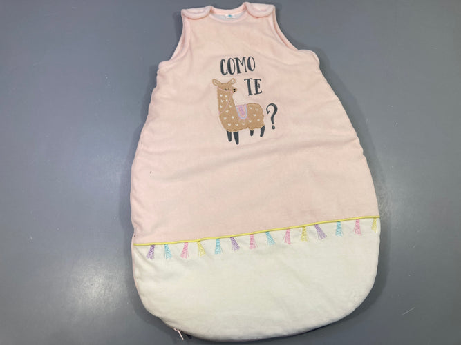 Sac de couchage s.m en velours rose clair , lama "como te"   0-6m, moins cher chez Petit Kiwi