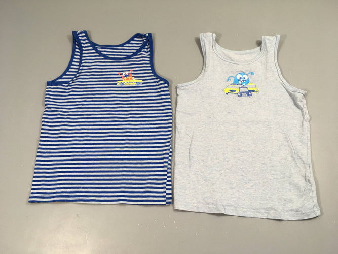 Chemisettes s.m Floc usé-craquelé bleu / bleu rayé voitures, moins cher chez Petit Kiwi