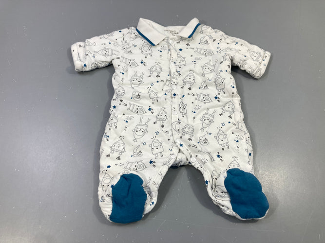 Pyjama blanc jersey ouatiné , imprimés fusées, moins cher chez Petit Kiwi