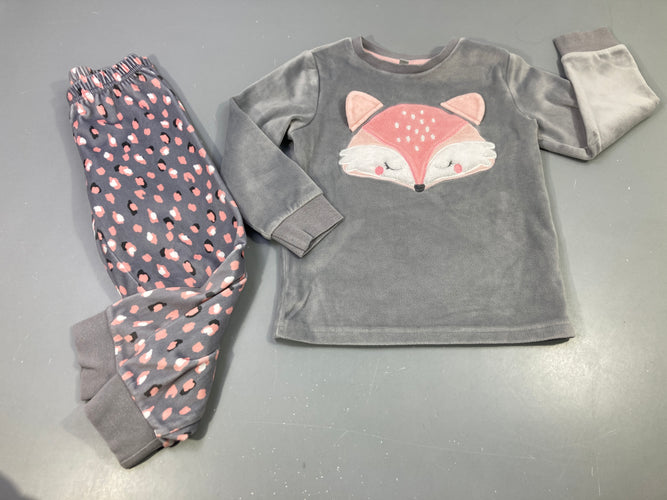 Pyjama 2pcs velours gris tête de renarde + Pantalon gris tacheté, moins cher chez Petit Kiwi