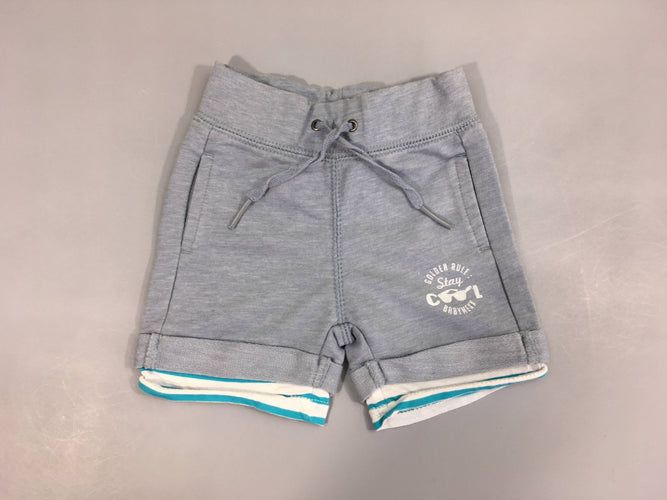 Short jersey bleu chiné revers effet superposé cool, moins cher chez Petit Kiwi
