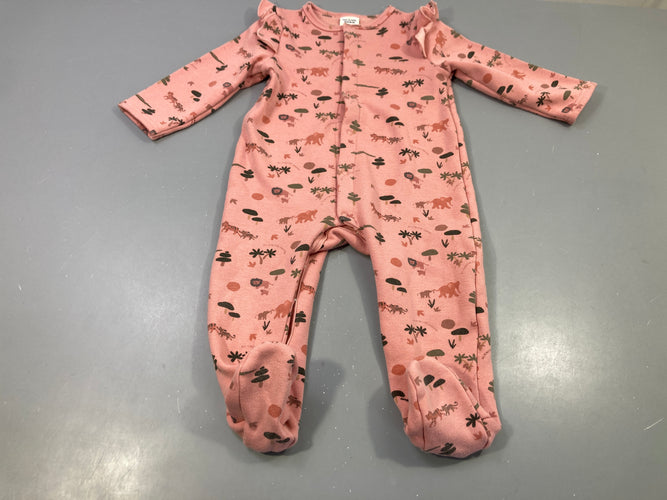 Pyjama molleton rose à motifs jungle , intérieur doux et chaud , légèrement bouloché, moins cher chez Petit Kiwi