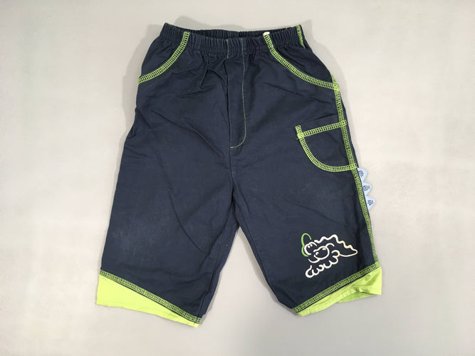 Pantalon bleu foncé surpiqures vertes crocodile, moins cher chez Petit Kiwi