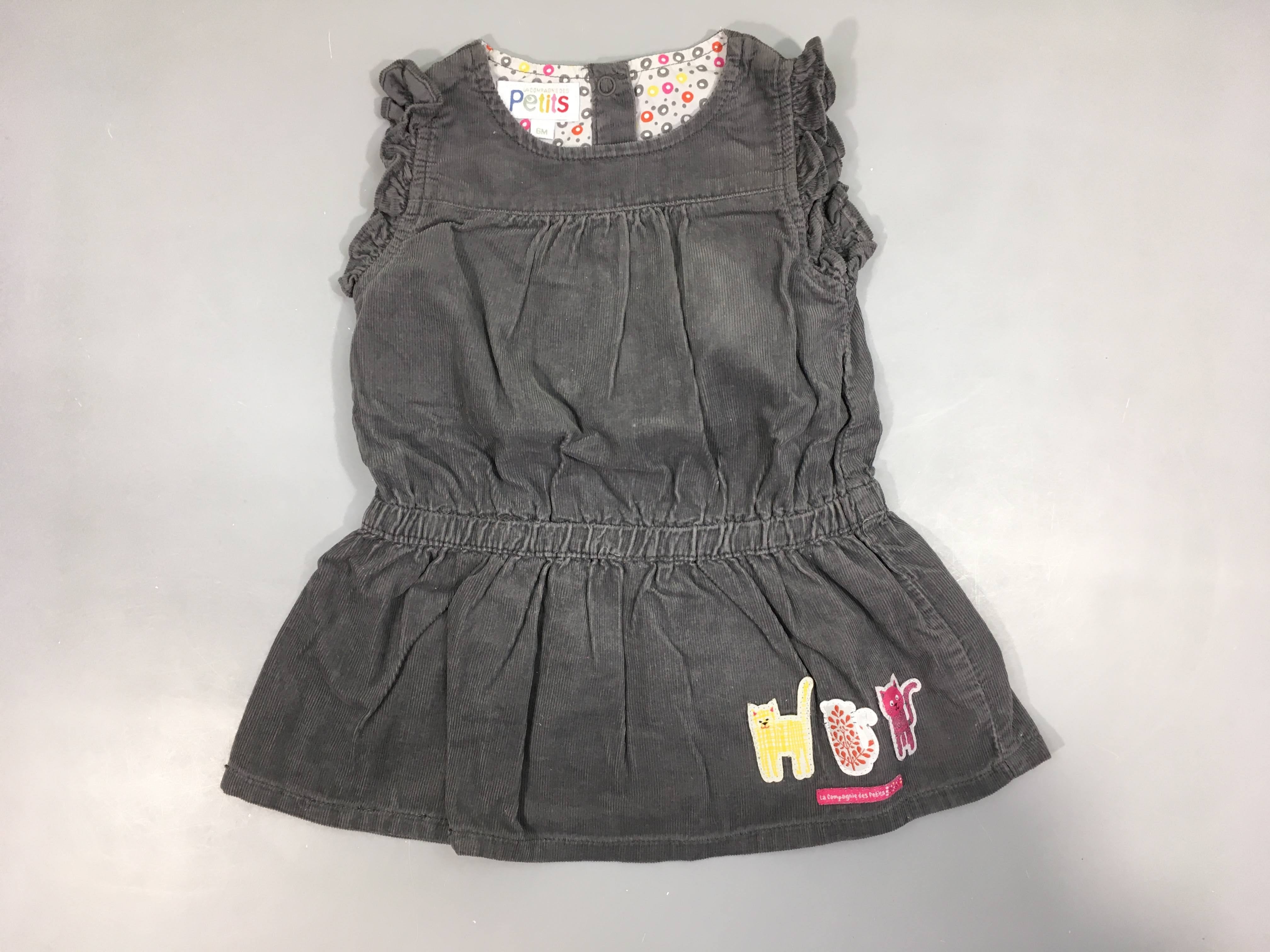 Robe s.m velours gris froufrou épaules