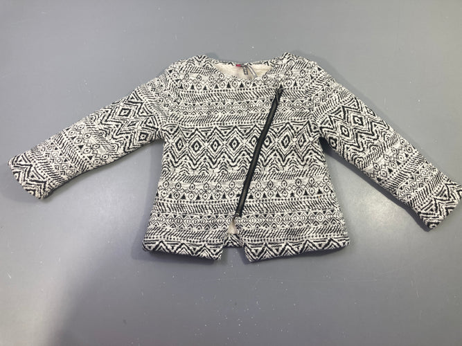Gilet/veste zippée motifs blanc/noir doublé peluche, moins cher chez Petit Kiwi