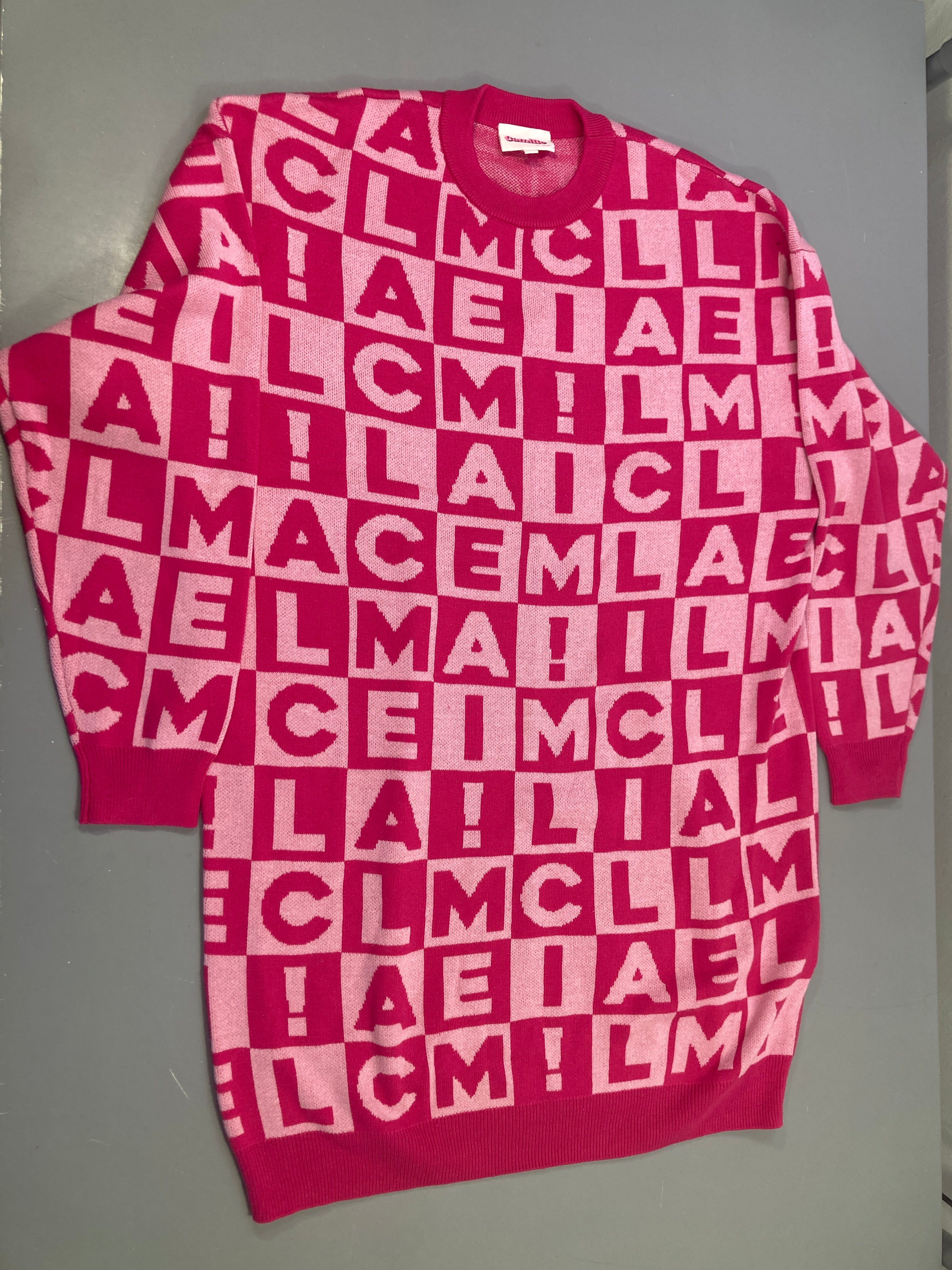 Robe pull à carreaux rose Camille