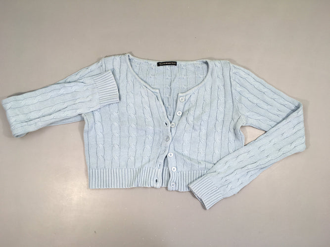 Gilet cropped mailles bleu clair, moins cher chez Petit Kiwi