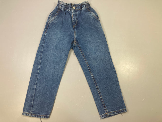 Jean bleu délavé taille élastique, moins cher chez Petit Kiwi