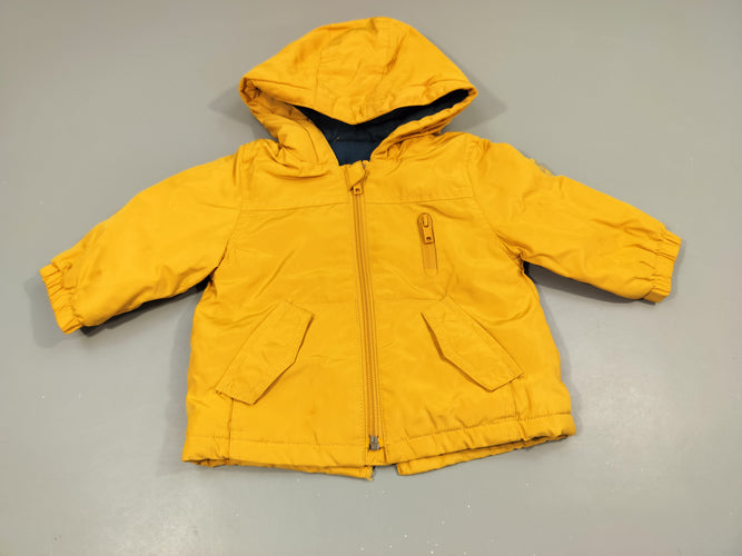 Veste zippée à capuche  jaune moutarde 100% polyester doublure 100% coton, moins cher chez Petit Kiwi