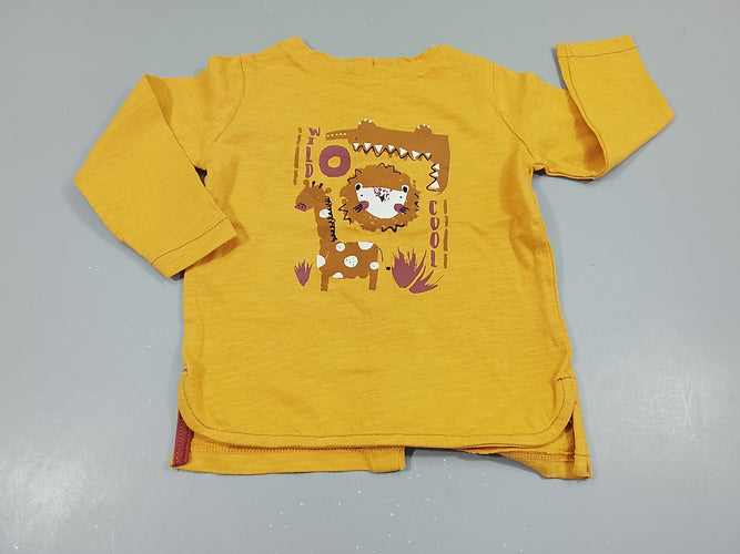 T-shirt m.l jaune flammé , animaux de la jungle, moins cher chez Petit Kiwi