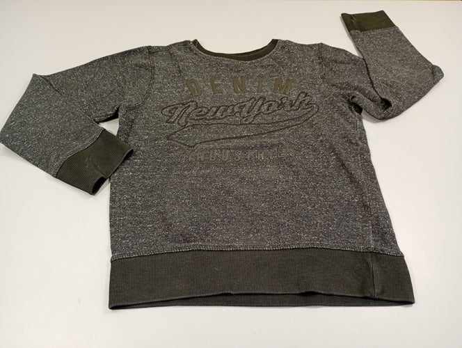 Sweat bleu marine chiné  " Denim. New-York", moins cher chez Petit Kiwi