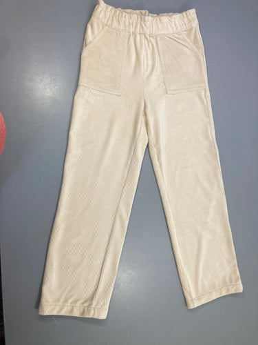 Pantalon velours côtelé écru poches, moins cher chez Petit Kiwi