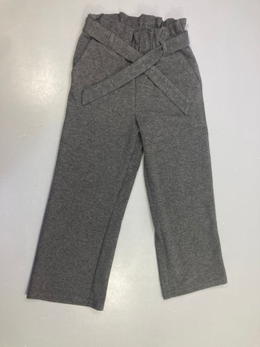 Pantalon molleton gris chiné ceinture nouée, moins cher chez Petit Kiwi