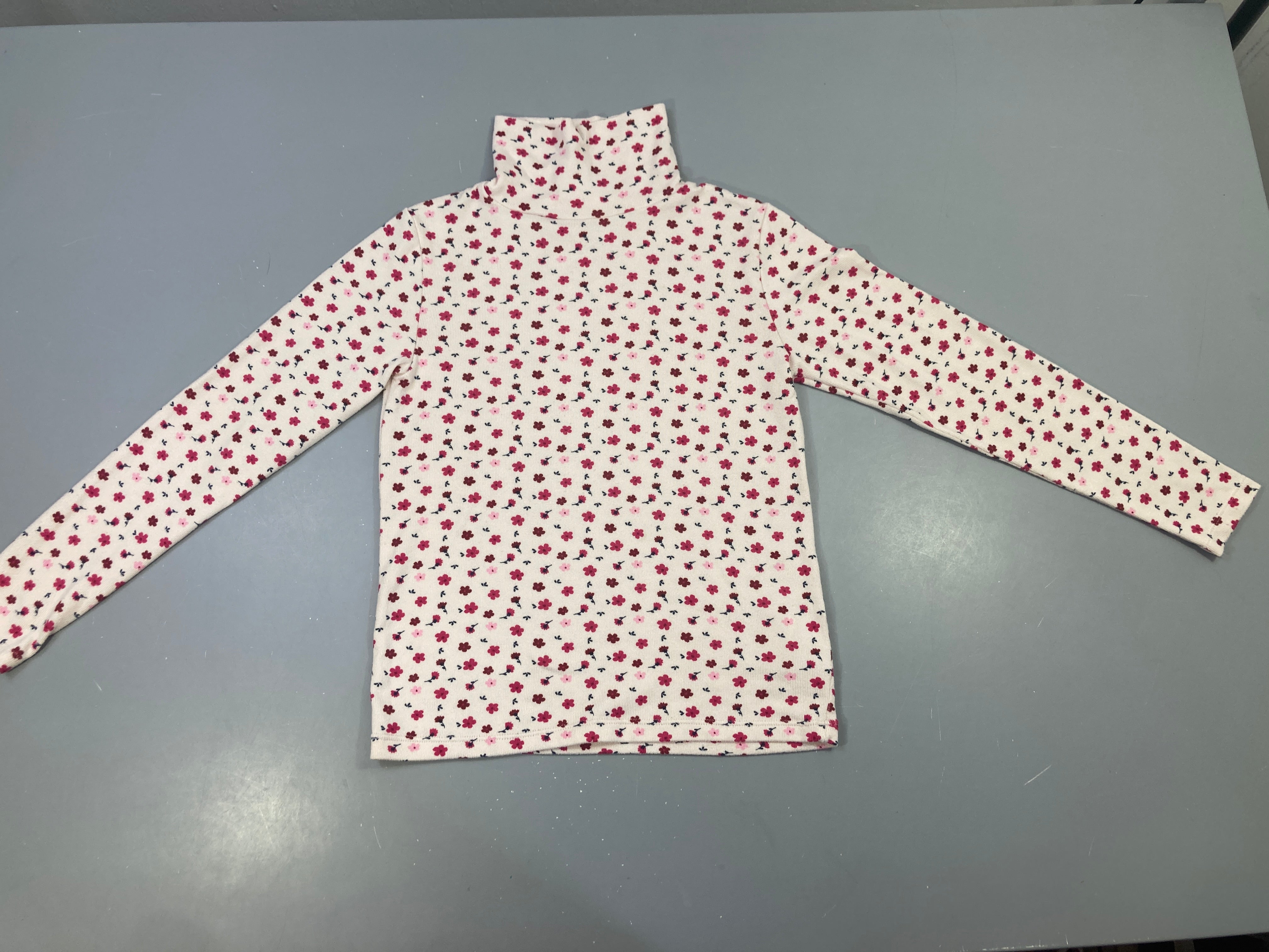 Sous-pull col roulé fleurs roses ml