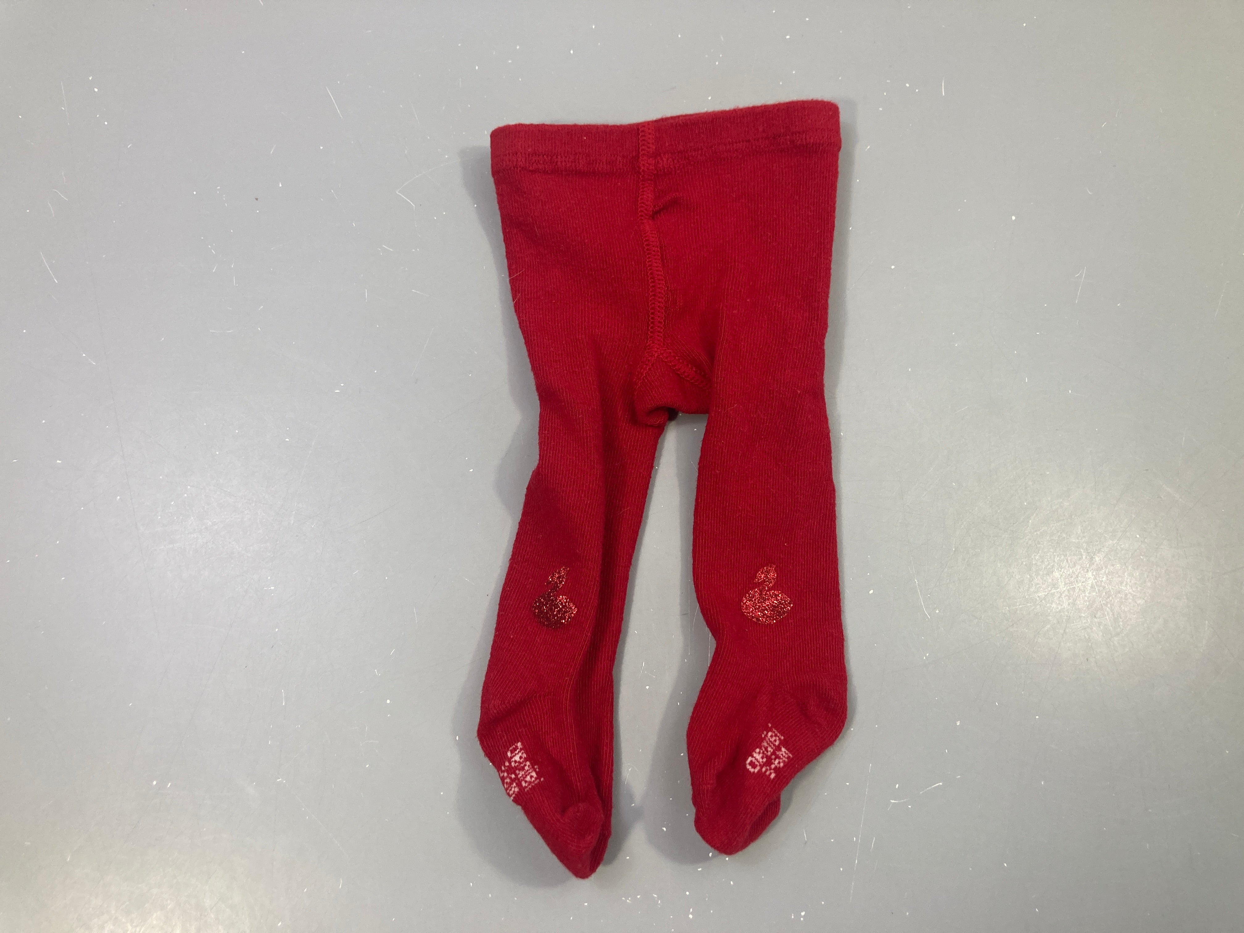 Collant rouge motif oiseau pailleté