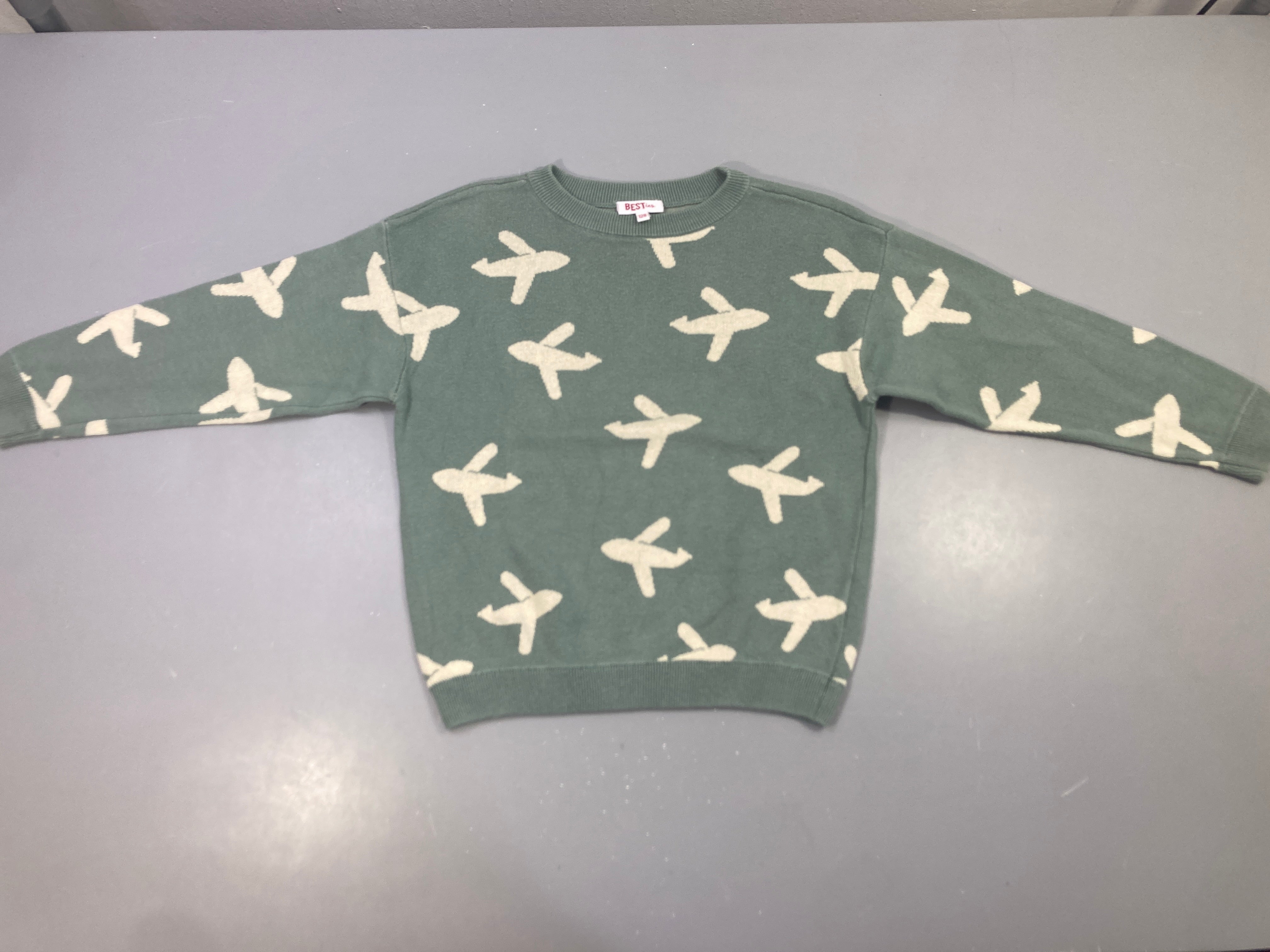 Pull avions vert-Bouloches