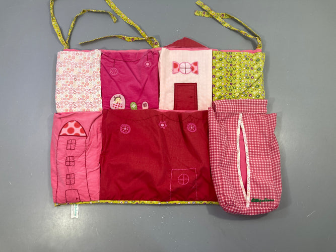 Poche rangement de lit Liz pour parc/lit maisons rose/vert, moins cher chez Petit Kiwi