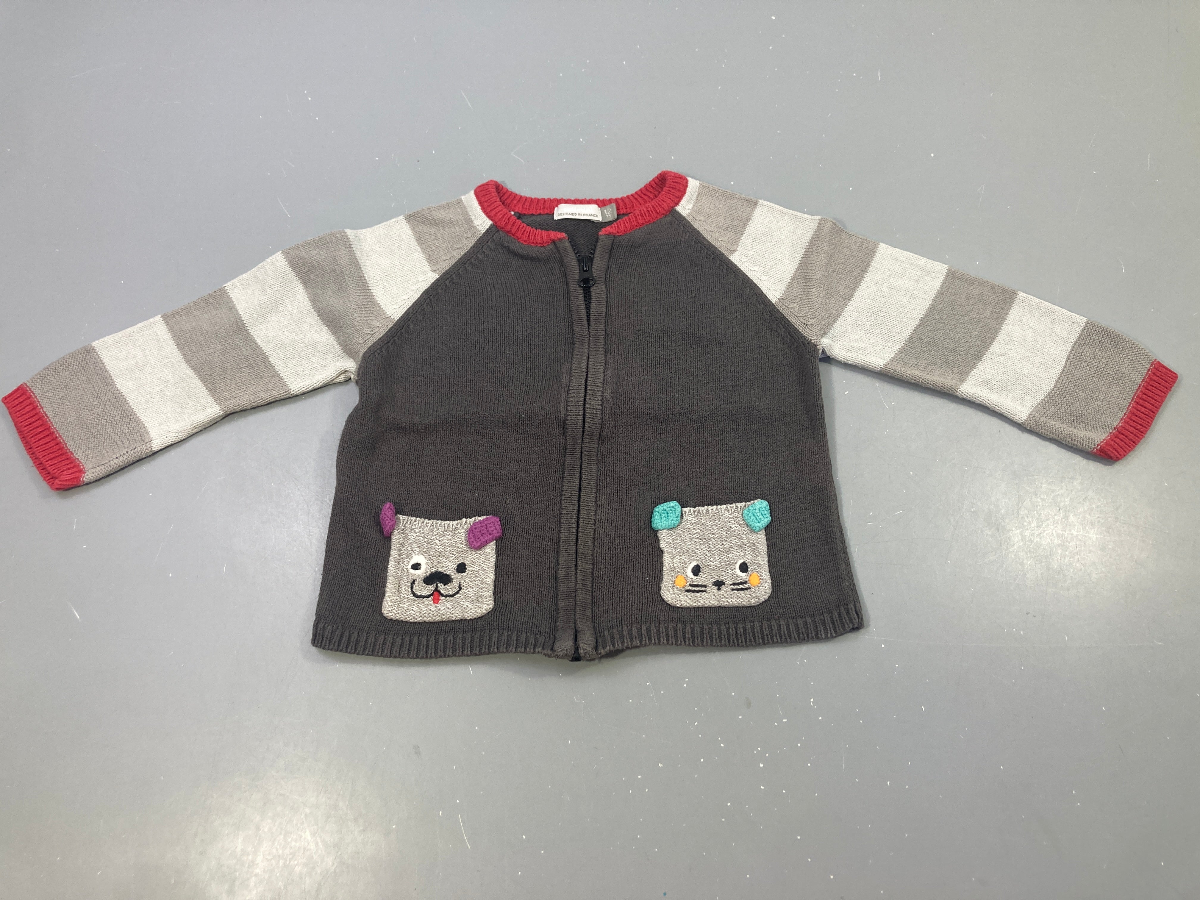 Gilet brun-beige poches chiens
