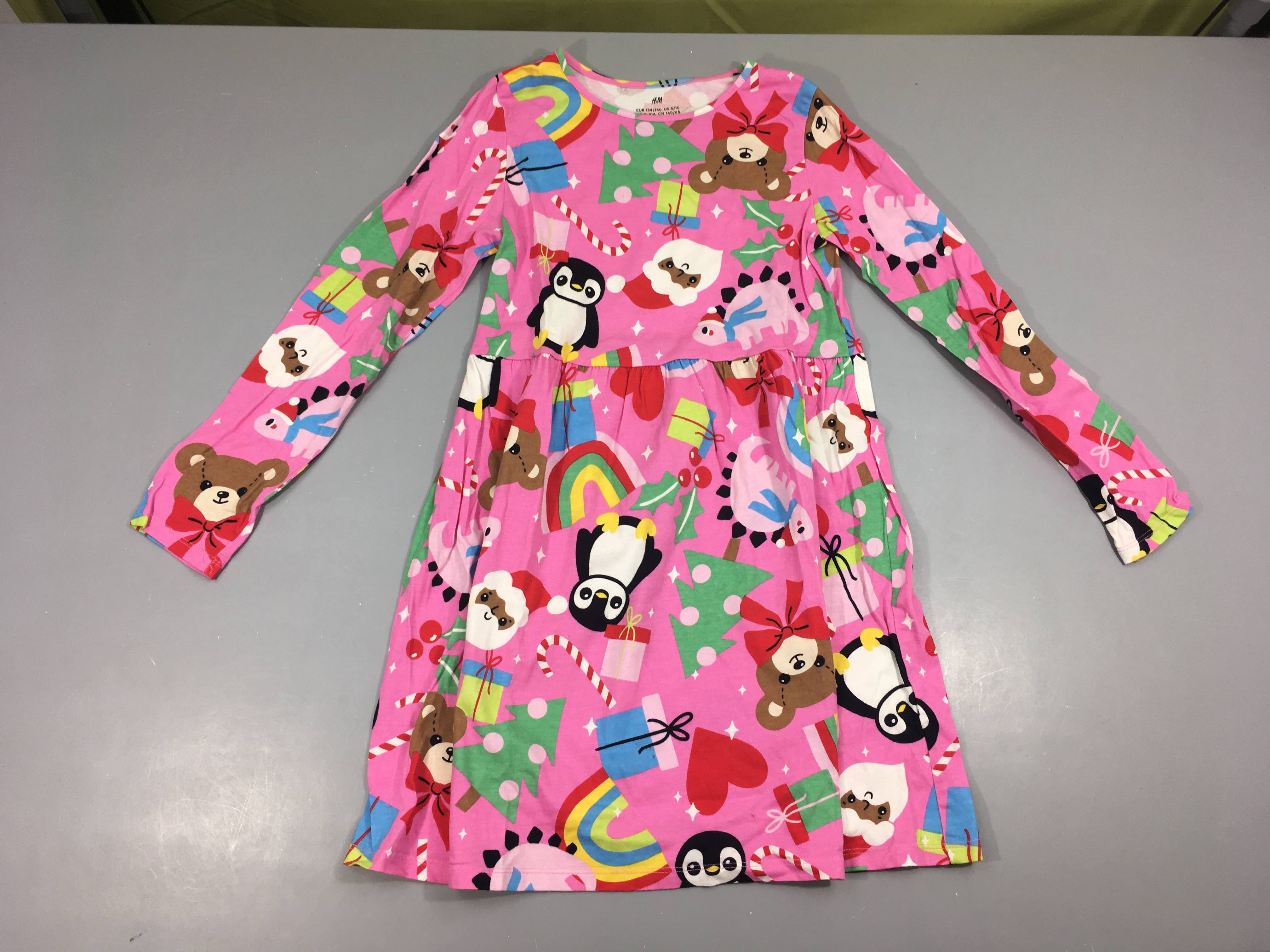 Robe m.l jersey rose motifs Noël