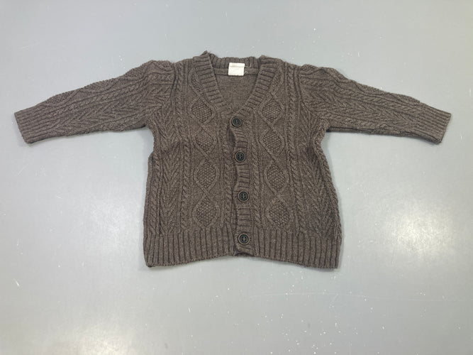 Gilet mailles brun chiné, moins cher chez Petit Kiwi