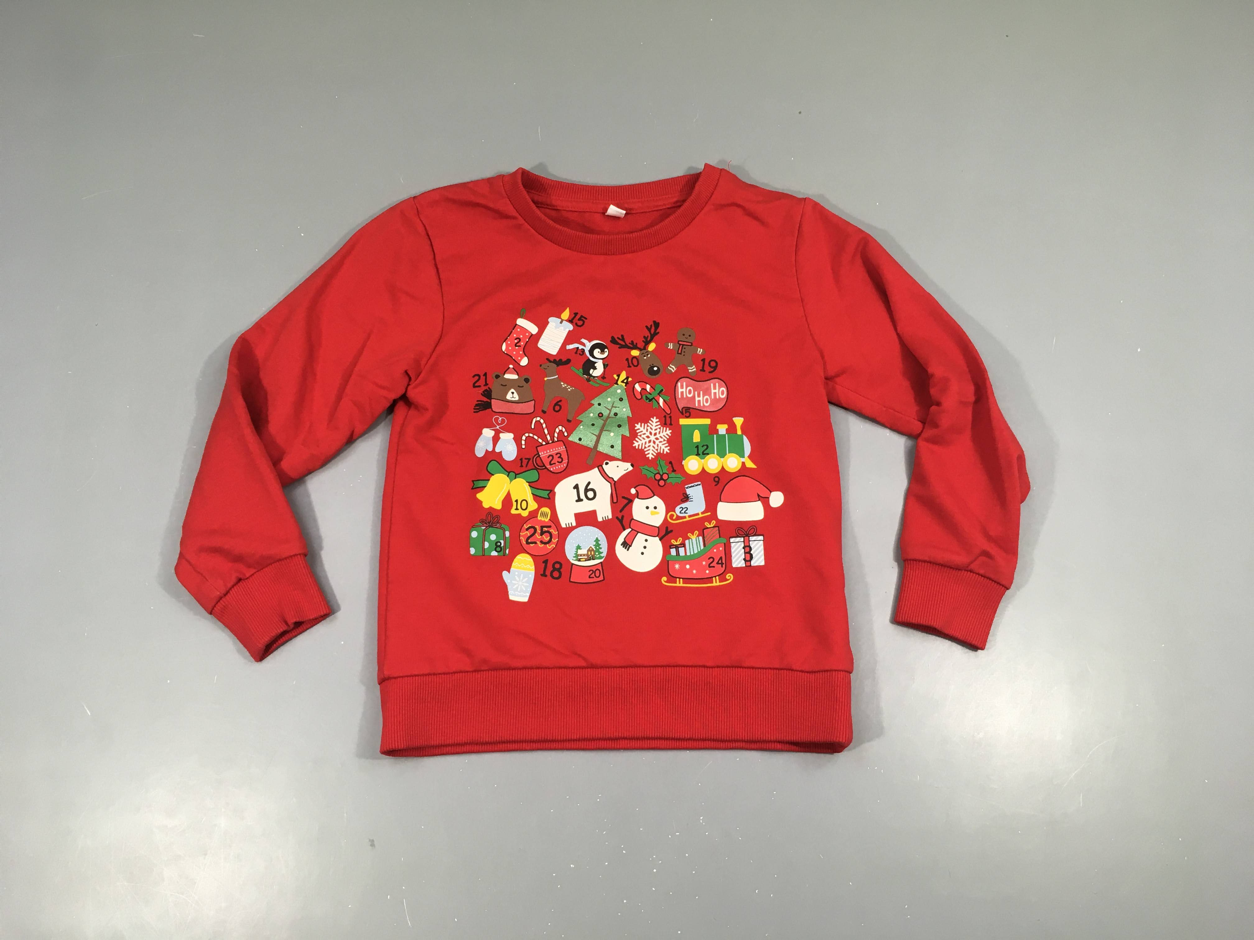 Sweat léger rouge motifs Noël