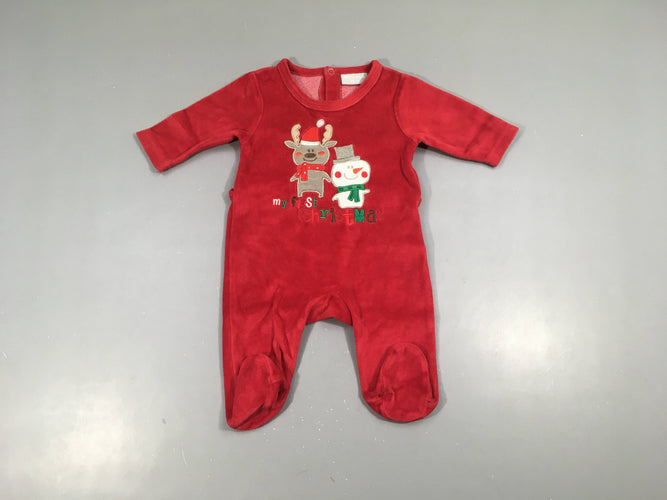 Pyjama velours rouge My fist Christmas, Noël, moins cher chez Petit Kiwi