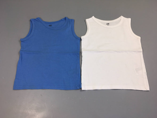 2 chemisettes s.m blanc/bleu, moins cher chez Petit Kiwi