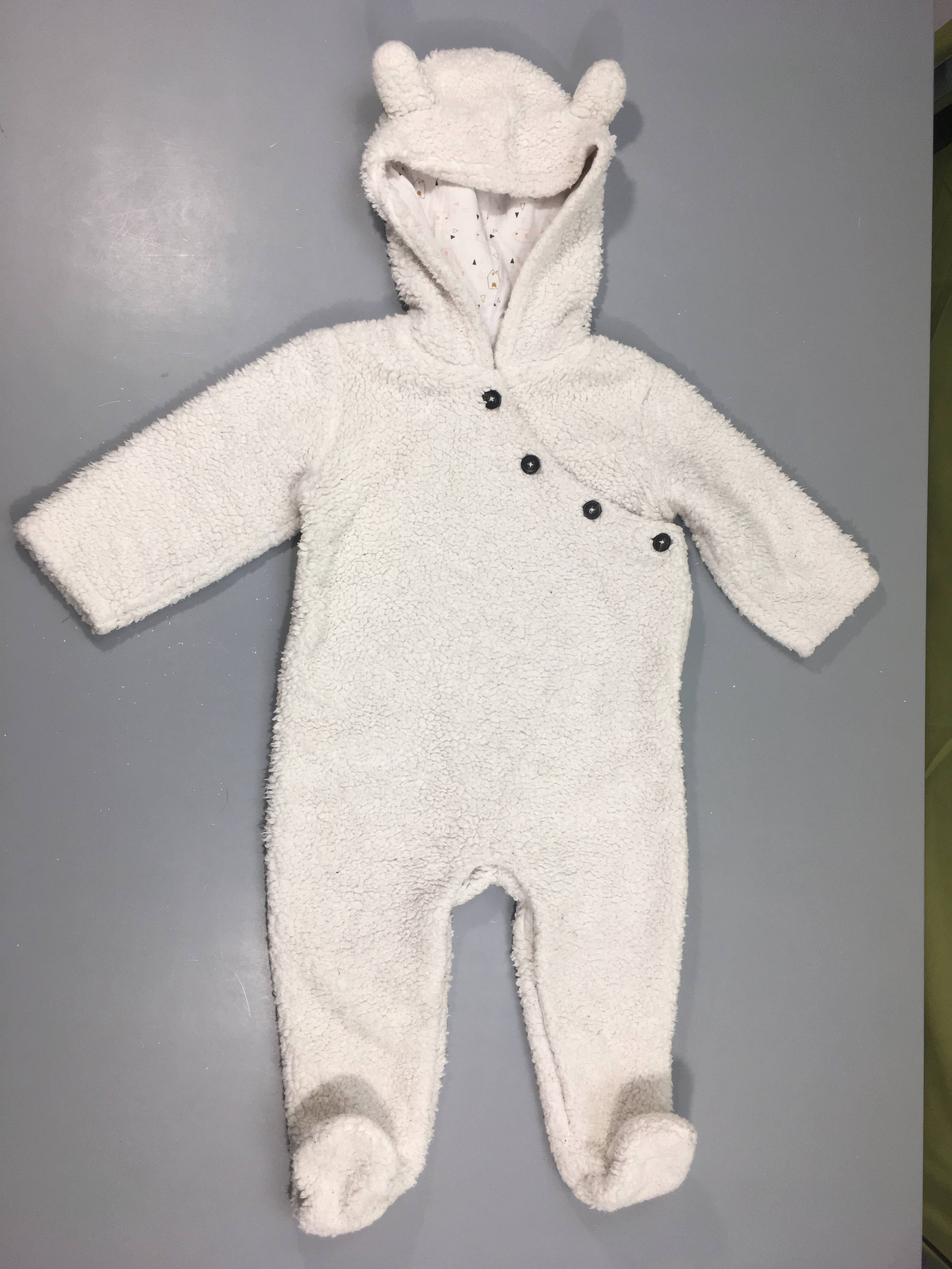 Combinaison pilote sherpa blanc, bouloché