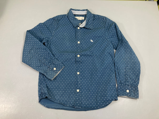 Chemise m.l bleu foncé pois blanc, moins cher chez Petit Kiwi