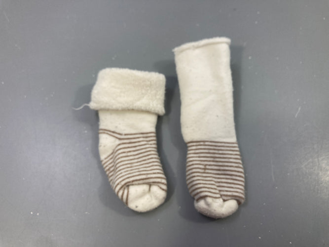 Chaussettes rayées écru marron, moins cher chez Petit Kiwi