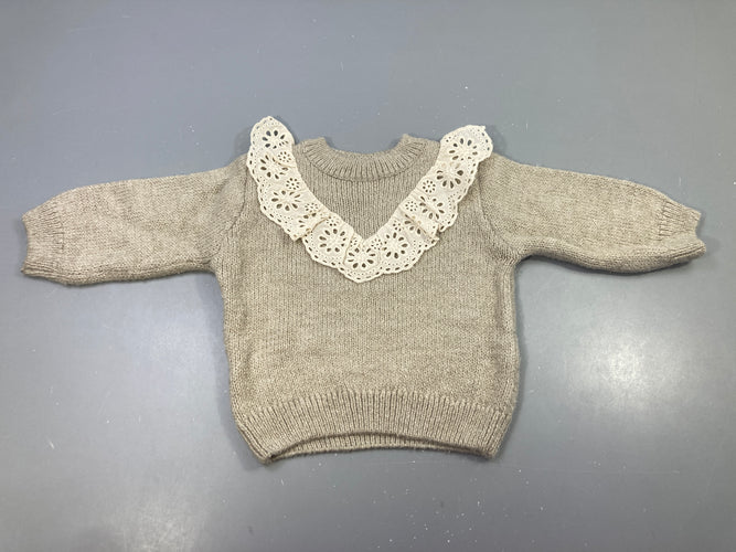 Pull ml col dentelle beige, moins cher chez Petit Kiwi