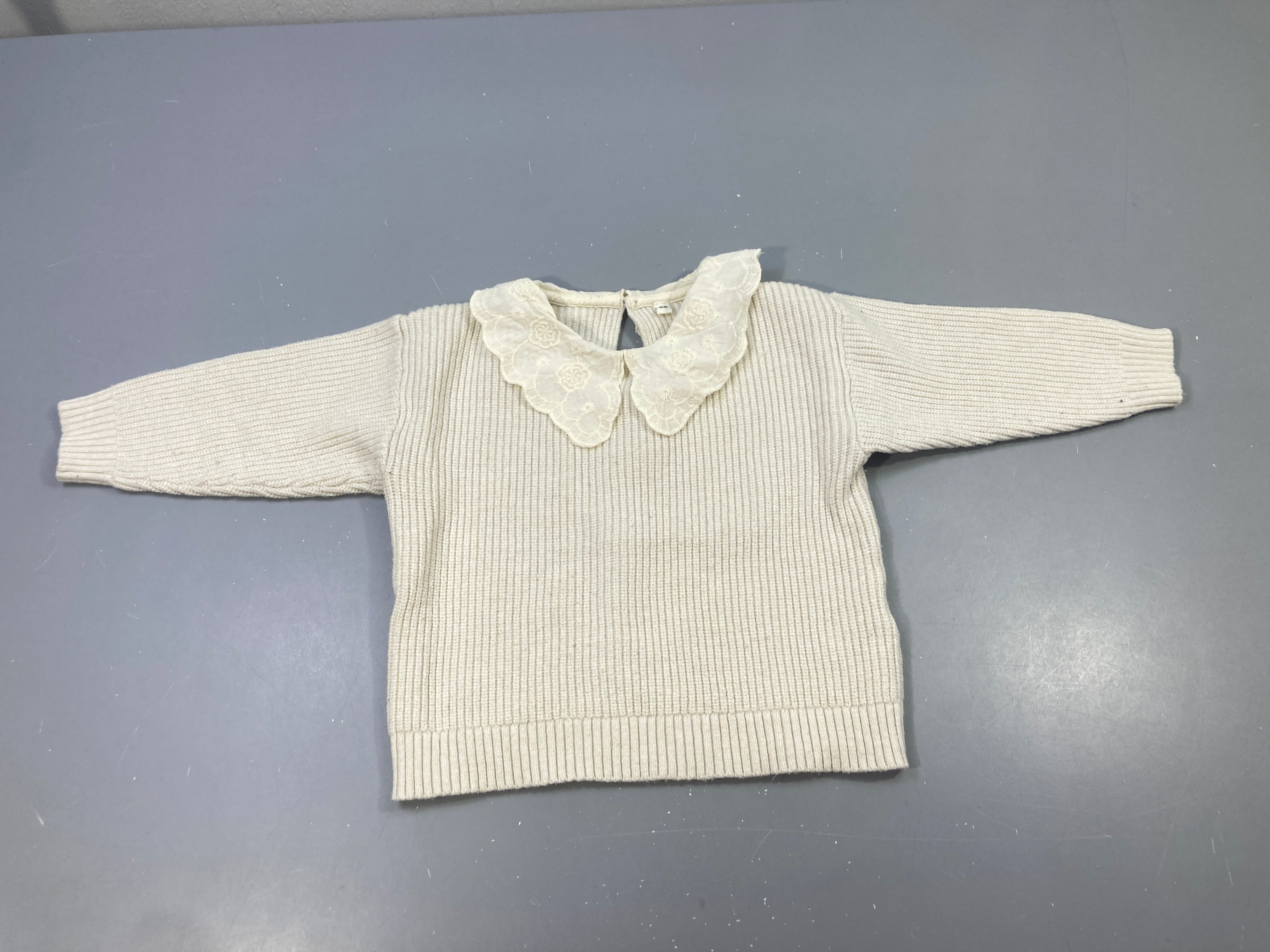 Pull ml col dentelle écru