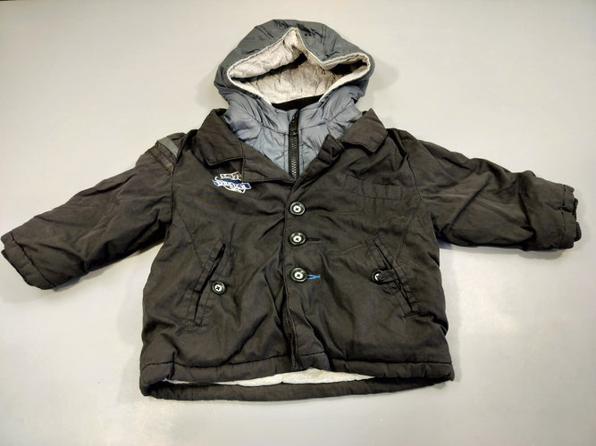Veste zippée à capuche capuche bleu marine / grise, effet 2 en 1, moins cher chez Petit Kiwi