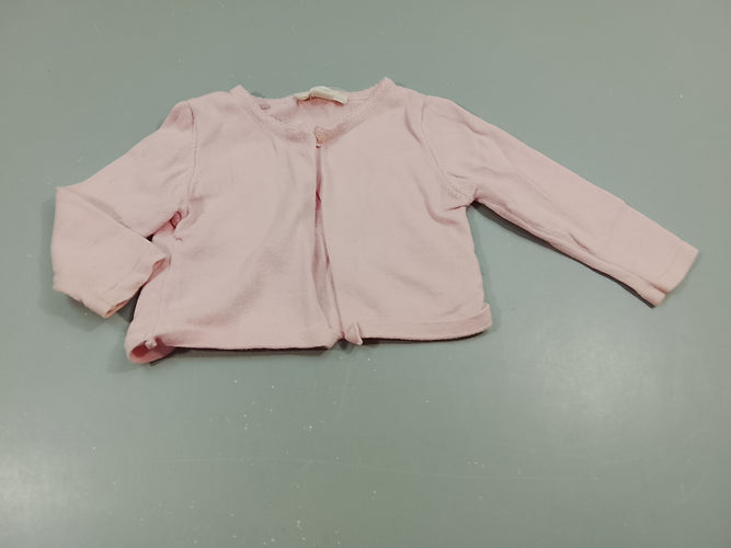 Gilet rose clair attaché avec un seul bouton, moins cher chez Petit Kiwi
